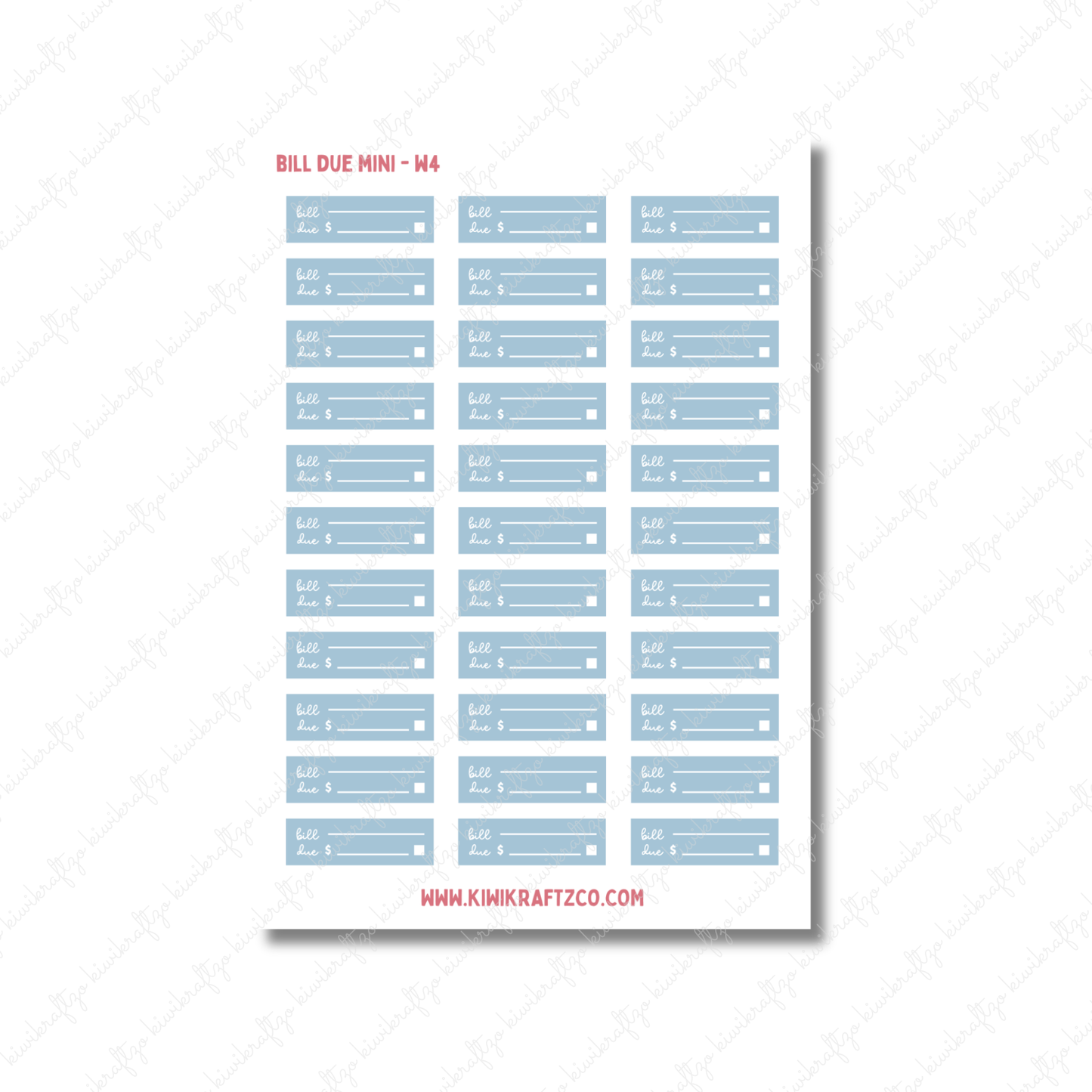 Bill Due Stickers - Mini Size W26
