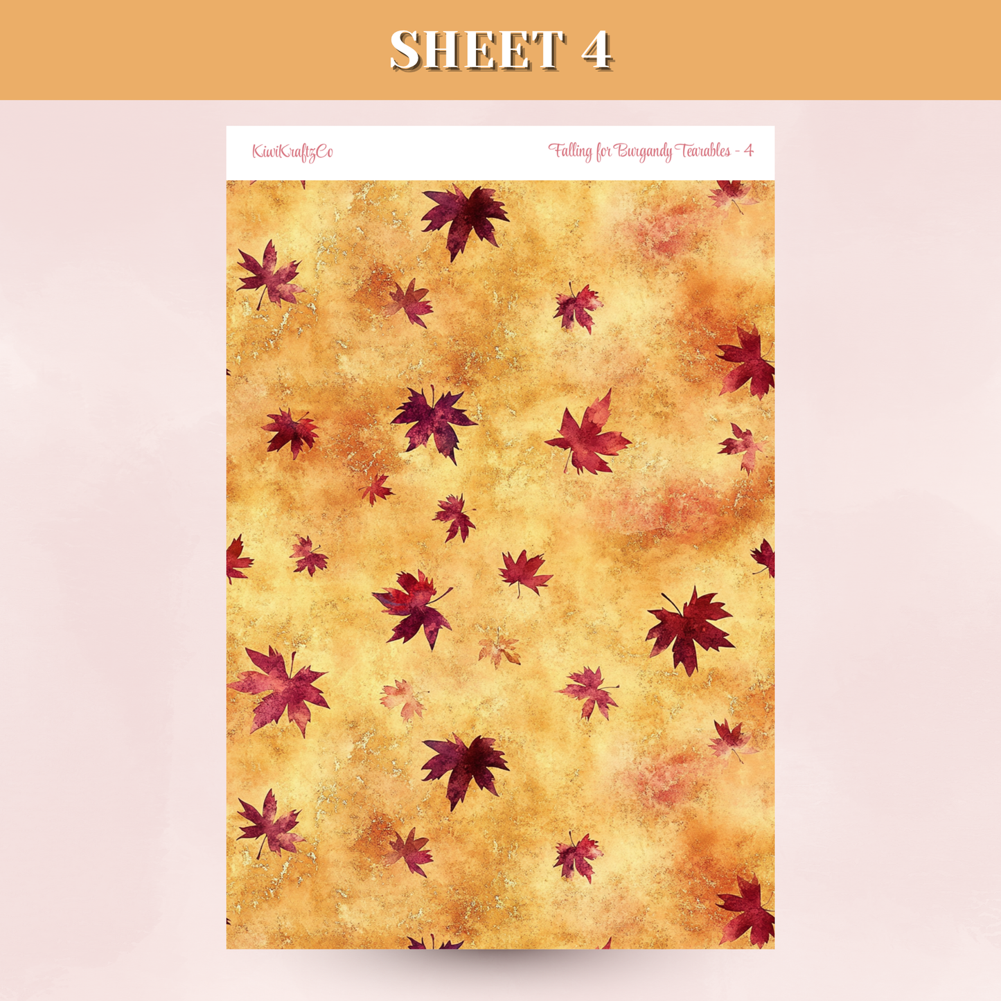 Falling for Burgandy Tearable Sticker Sheets