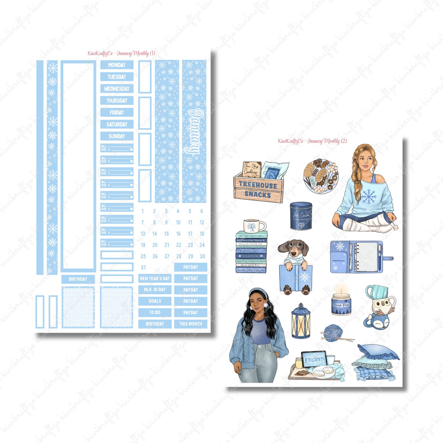 January Monthly Sticker Kit - Mini