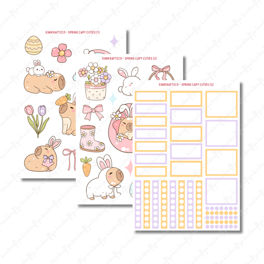 Spring Capy Cuties PHYSICAL Sticker Kit - Petite Size