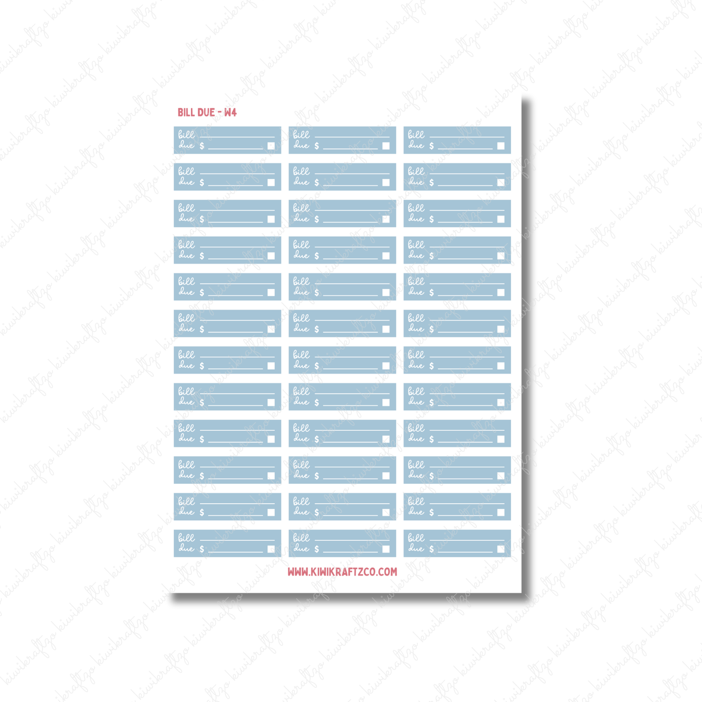 Bill Due Stickers - Standard Size W26
