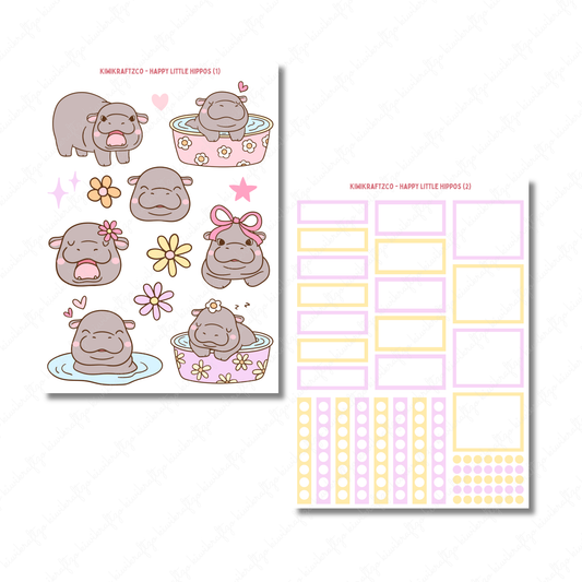 Happy Little Hippos PHYSICAL Sticker Kit - Petite Size