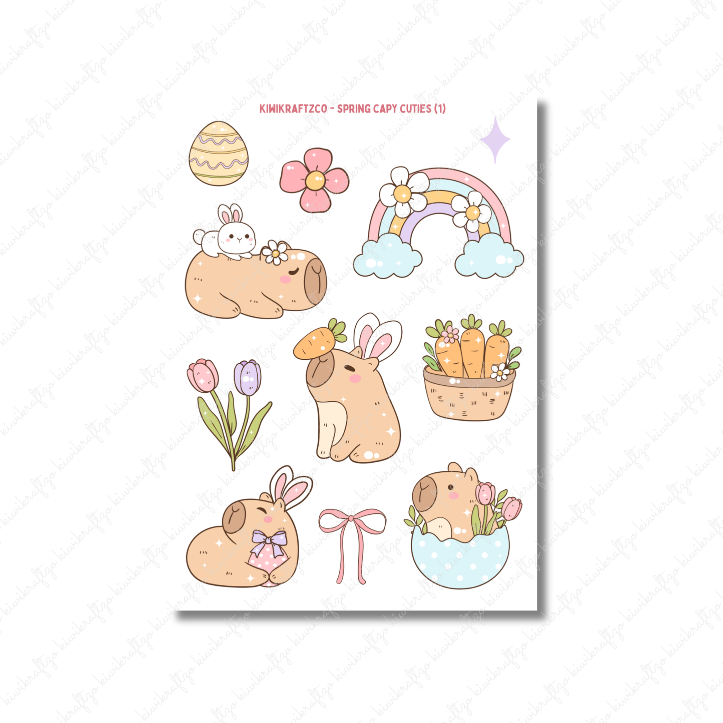 Spring Capy Cuties PHYSICAL Sticker Kit - Petite Size