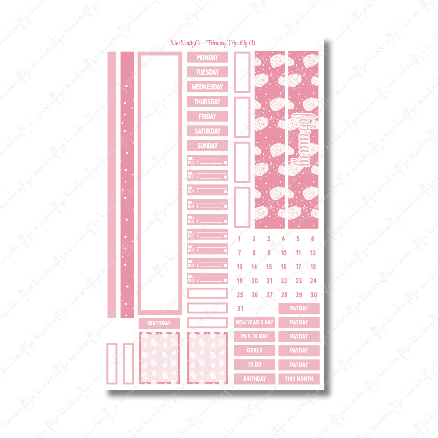 February Monthly Sticker Kit