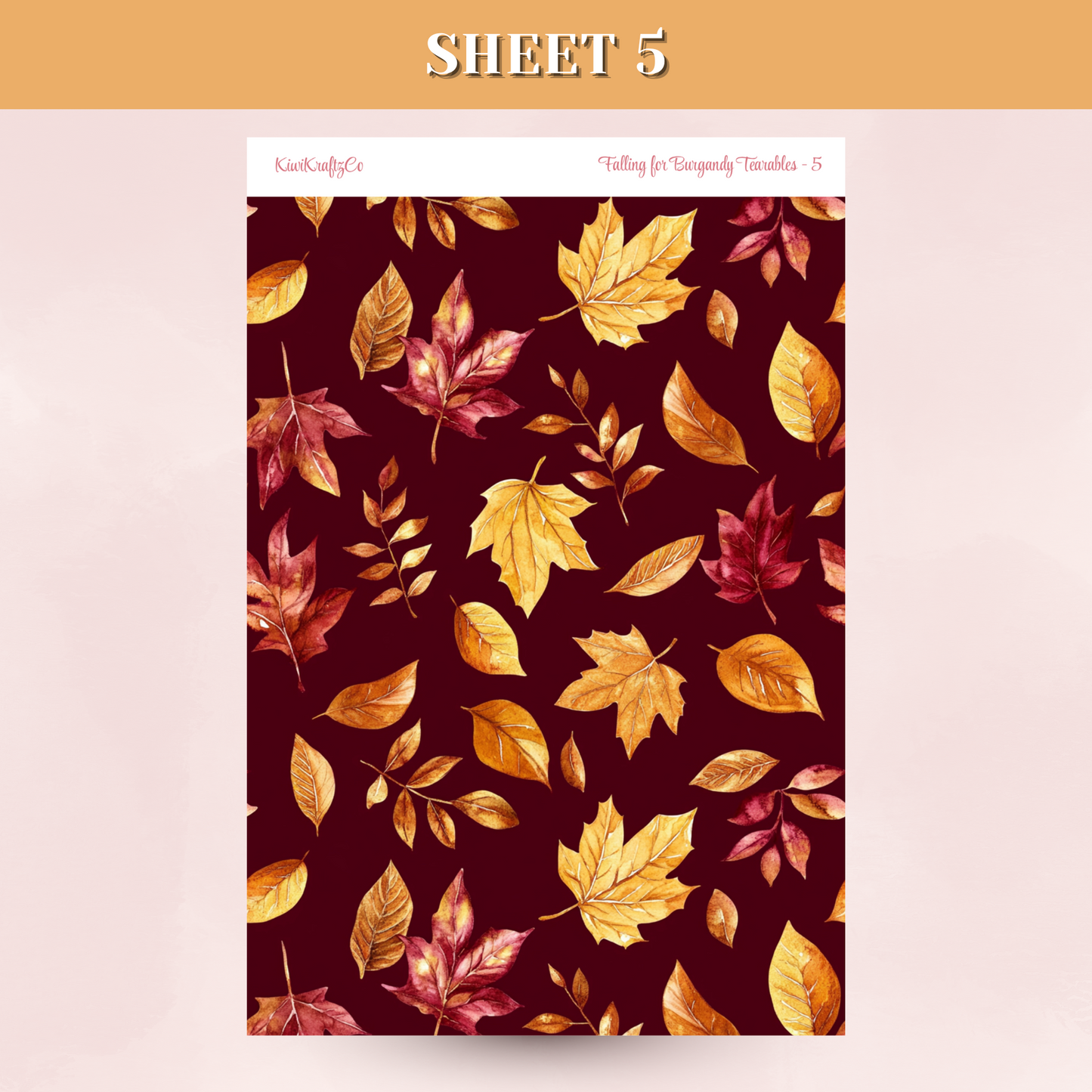 Falling for Burgandy Tearable Sticker Sheets