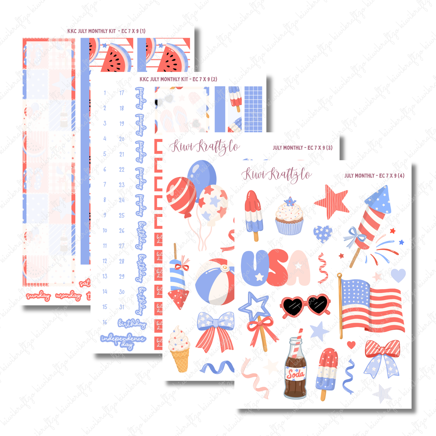 July Monthly Kit - Erin Condren 7 x 9