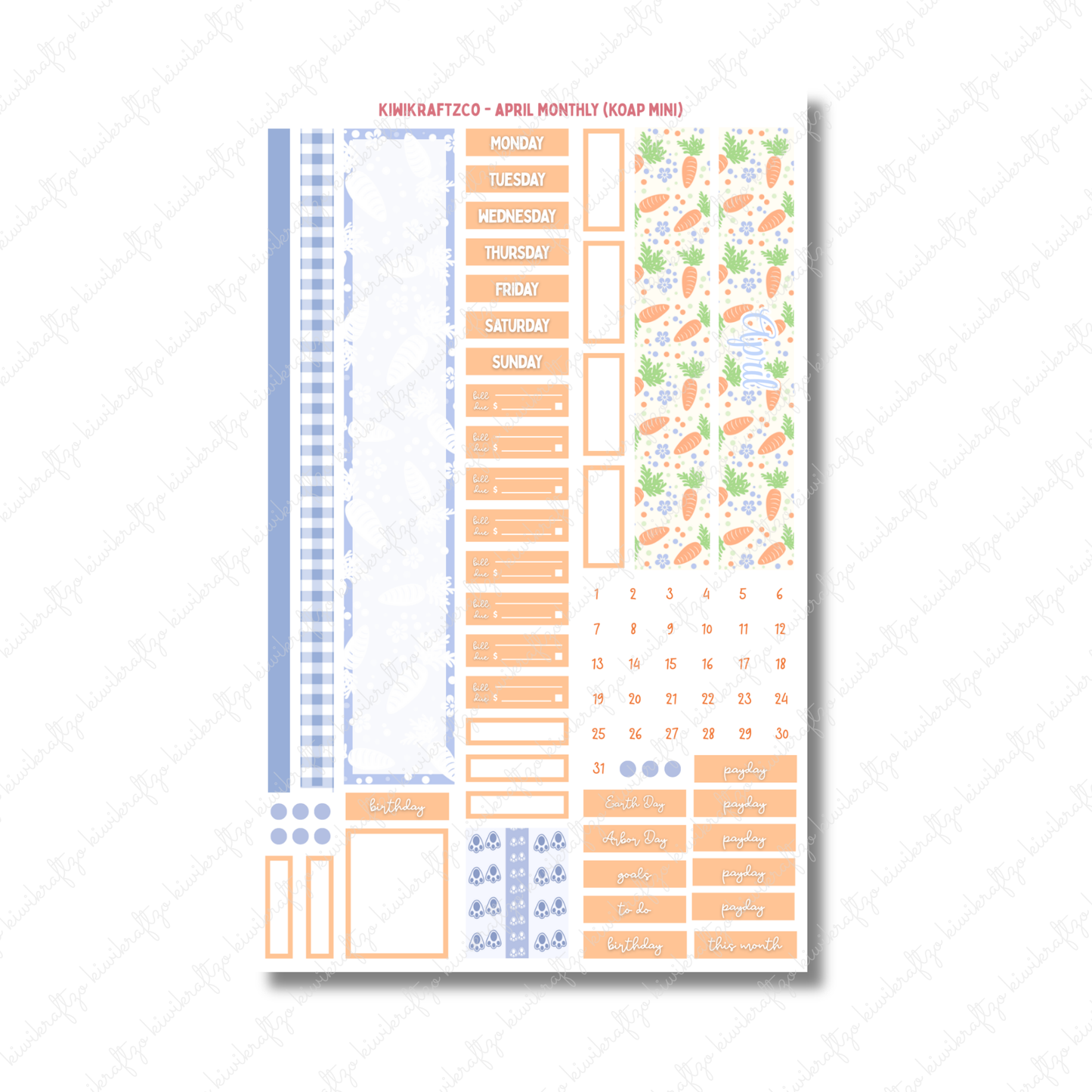 April Monthly Sticker Kit - KOAP Mini