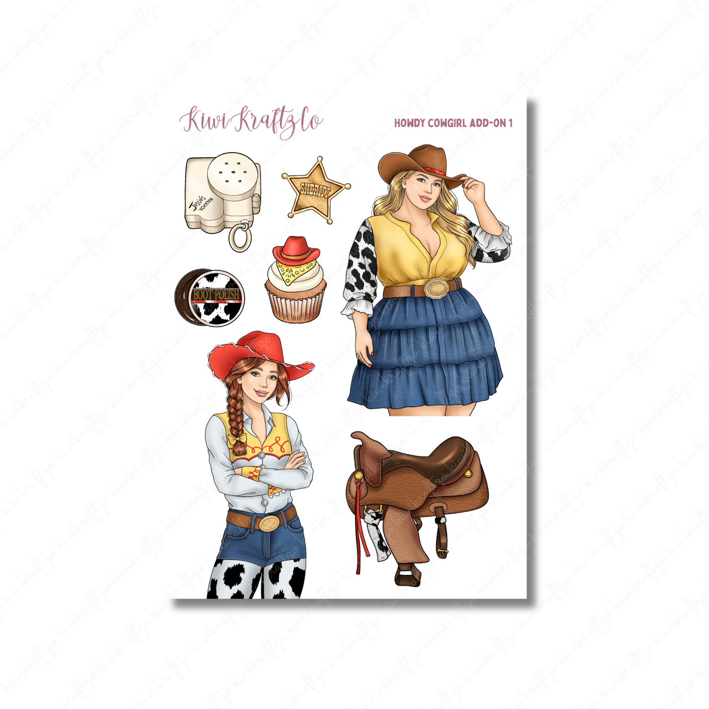 Howdy Cowgirl PHYSICAL Sticker Kit - Petite Size
