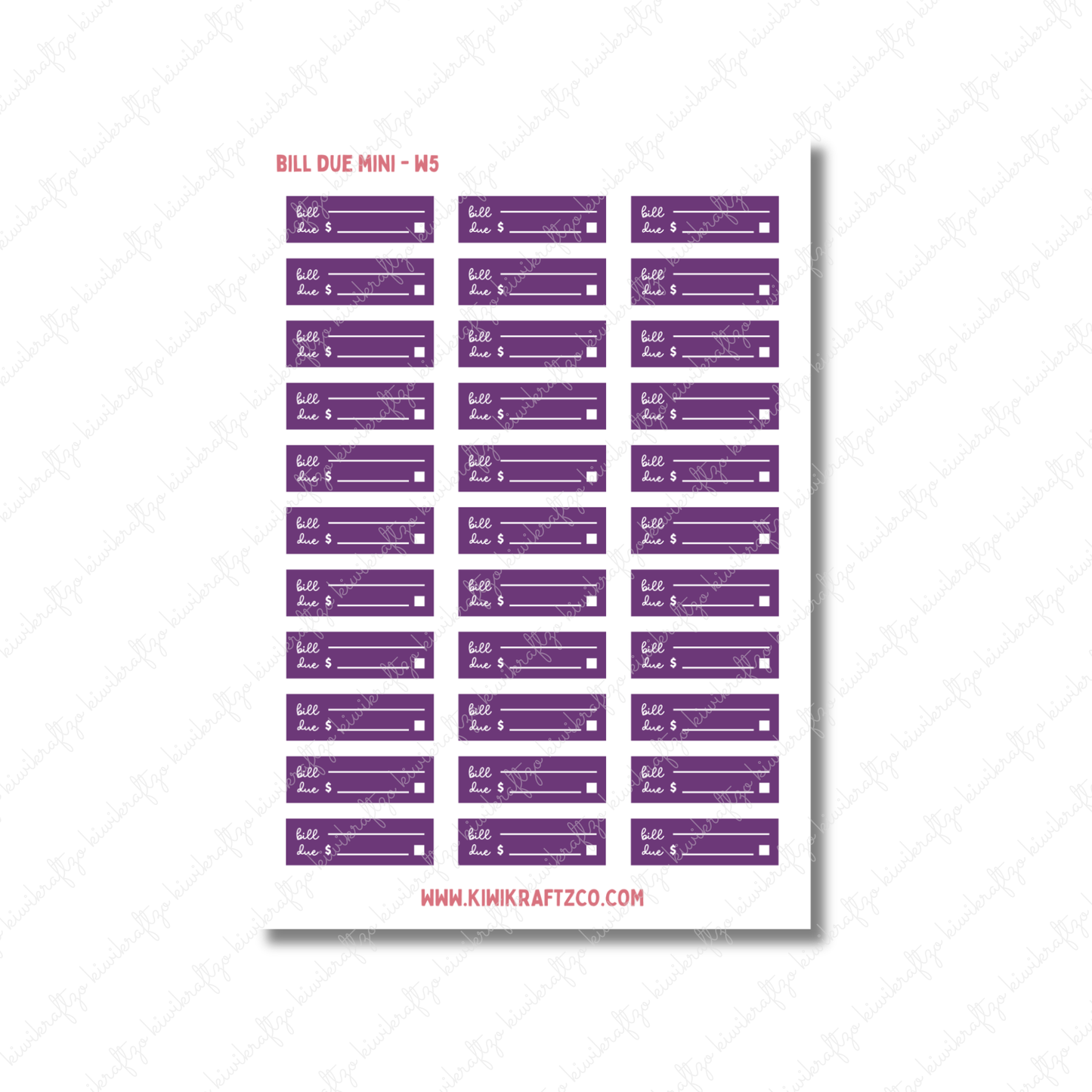Bill Due Stickers - Mini Size W26