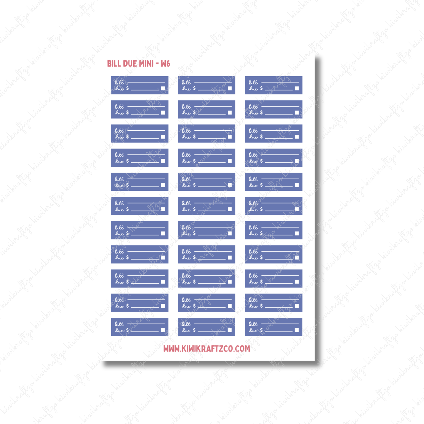 Bill Due Stickers - Mini Size W26