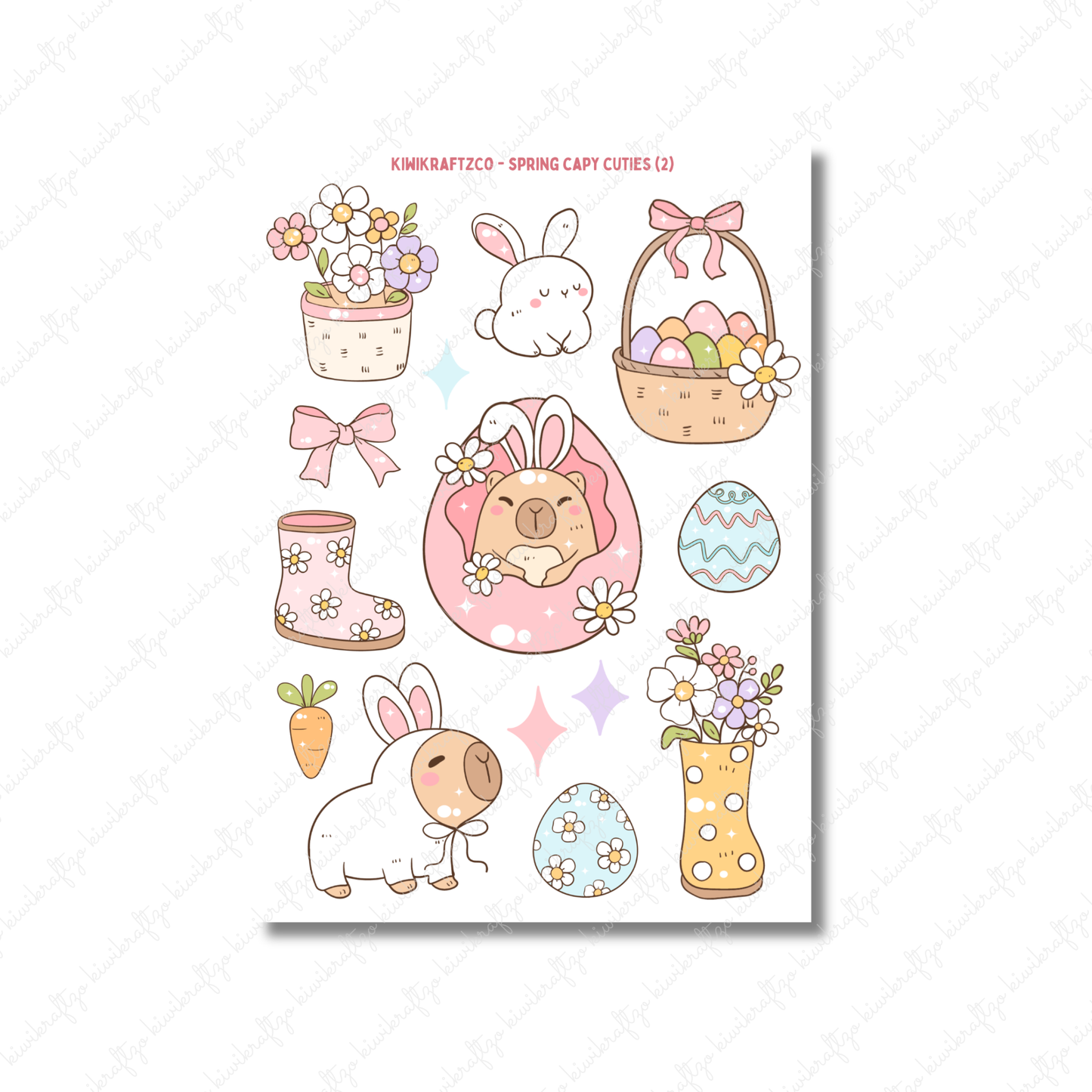 Spring Capy Cuties PHYSICAL Sticker Kit - Petite Size