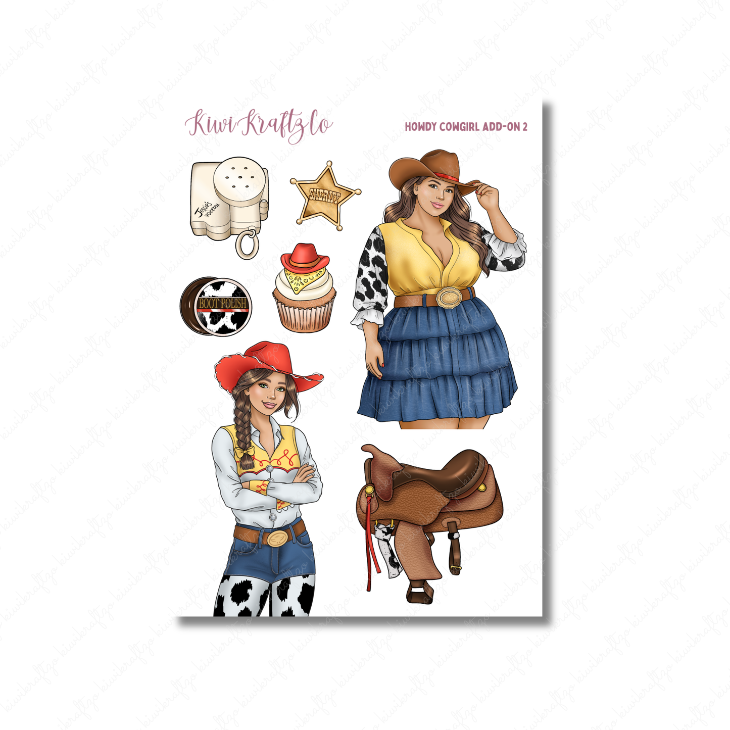 Howdy Cowgirl PHYSICAL Sticker Kit - Petite Size