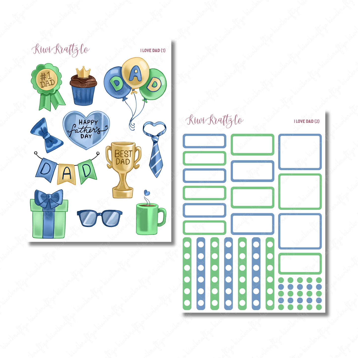 I Love Dad PHYSICAL Sticker Kit - Petite Size