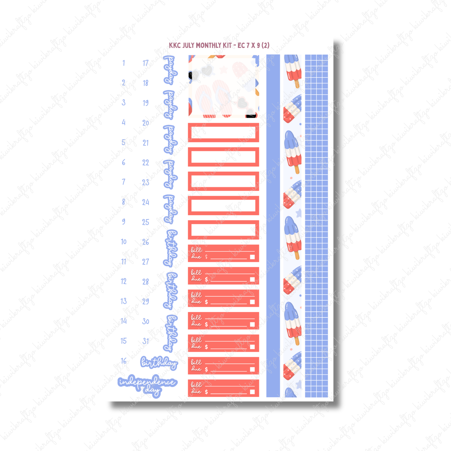 July Monthly Kit - Erin Condren 7 x 9