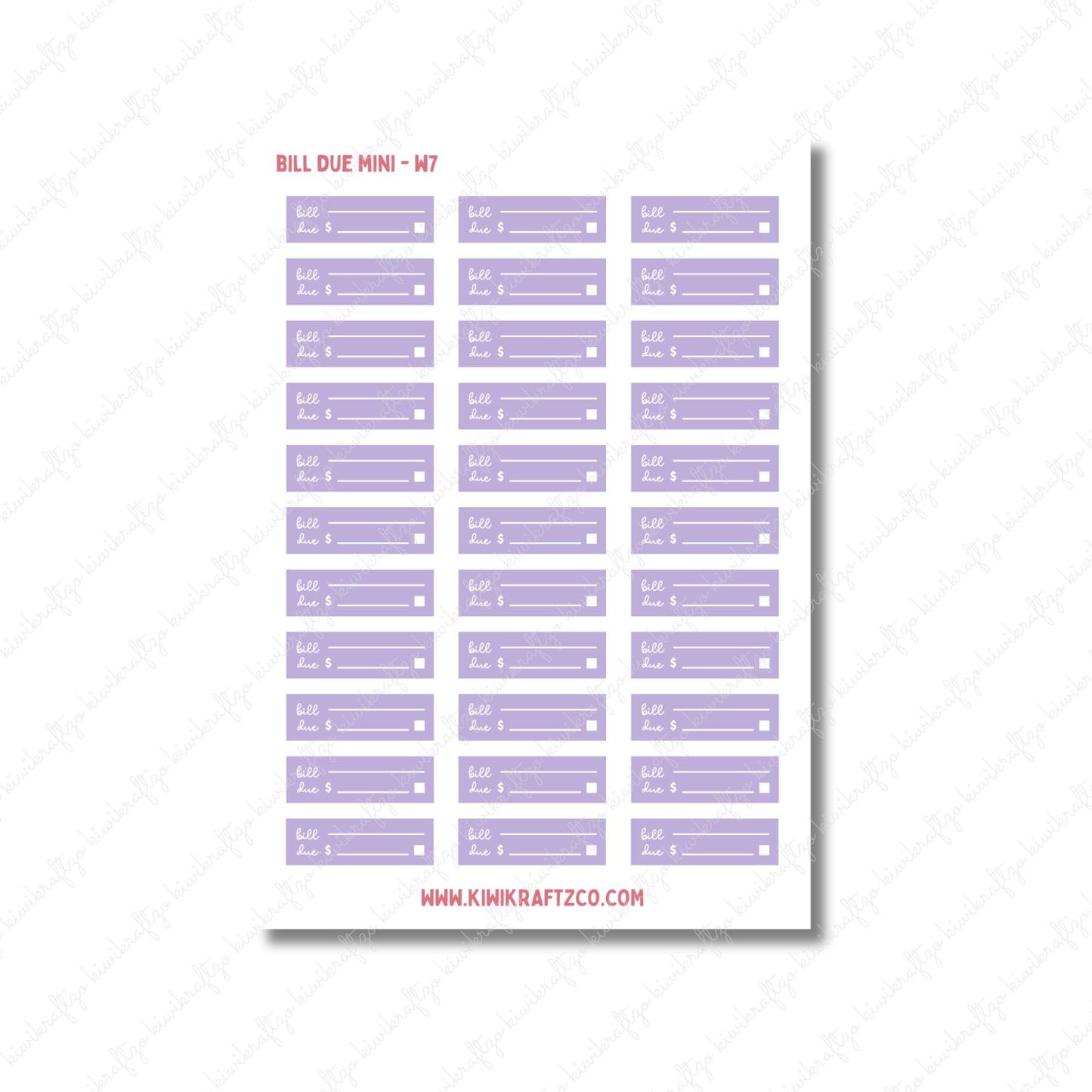 Bill Due Stickers - Mini Size W26
