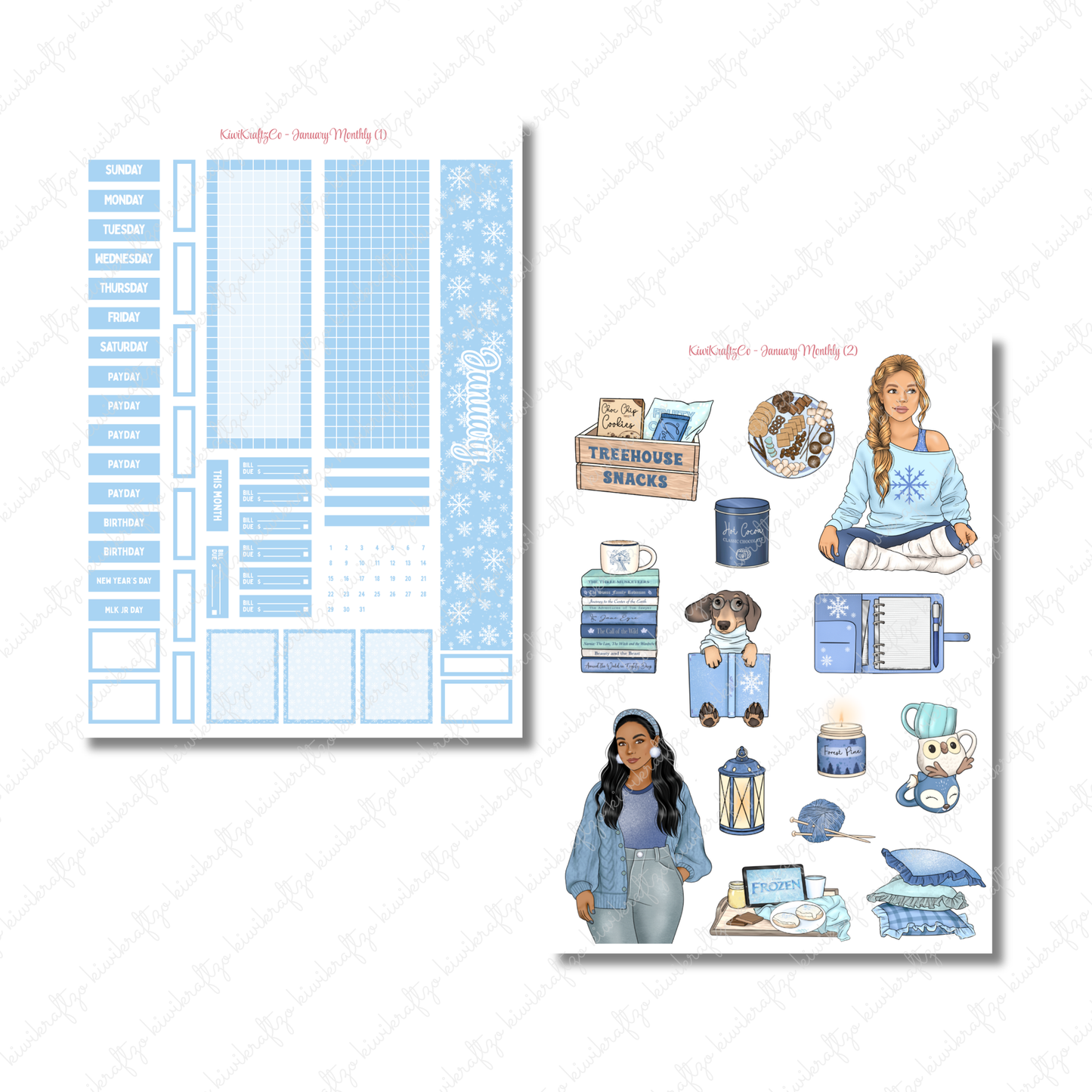 January Monthly Sticker Kit - Hobo Weeks