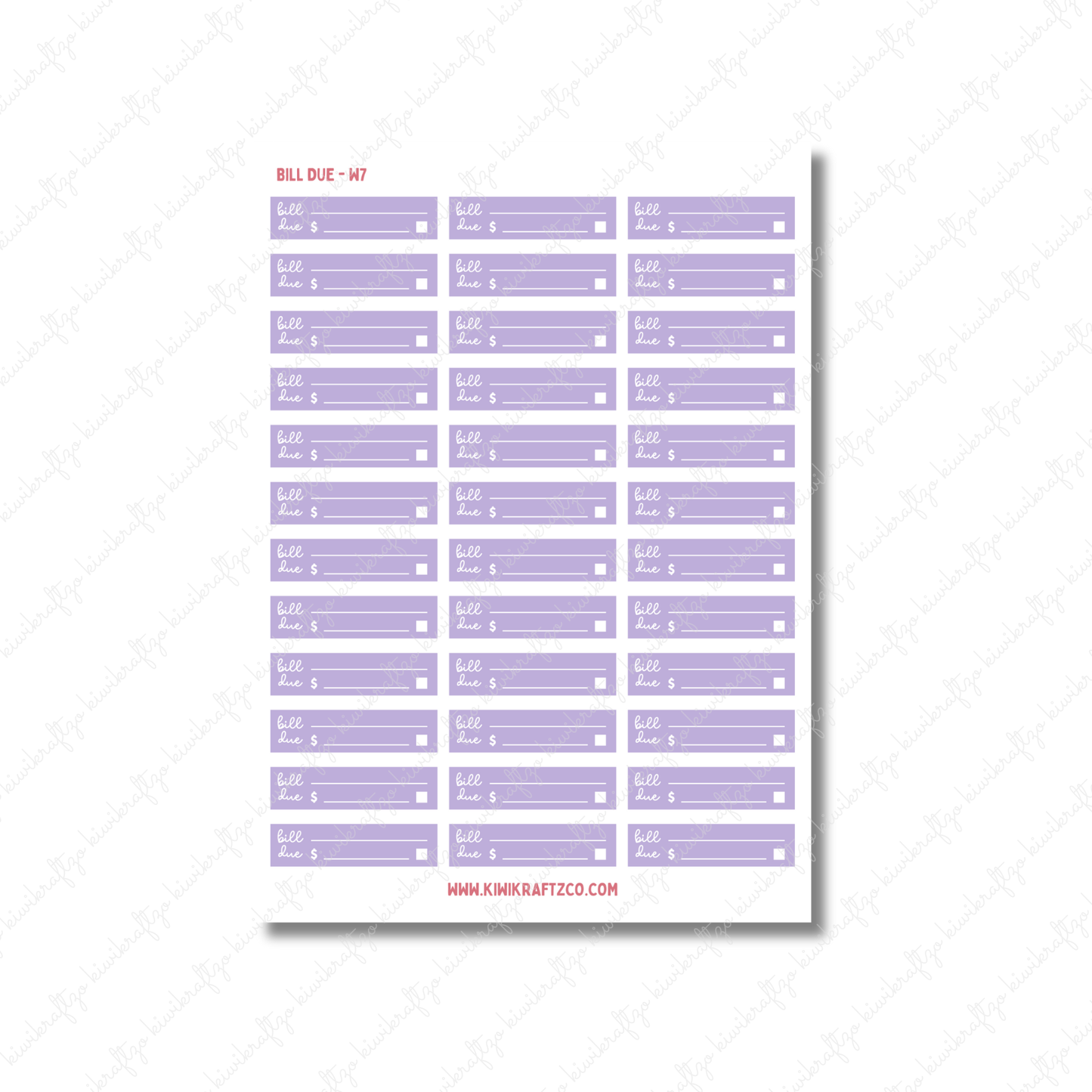 Bill Due Stickers - Standard Size W26