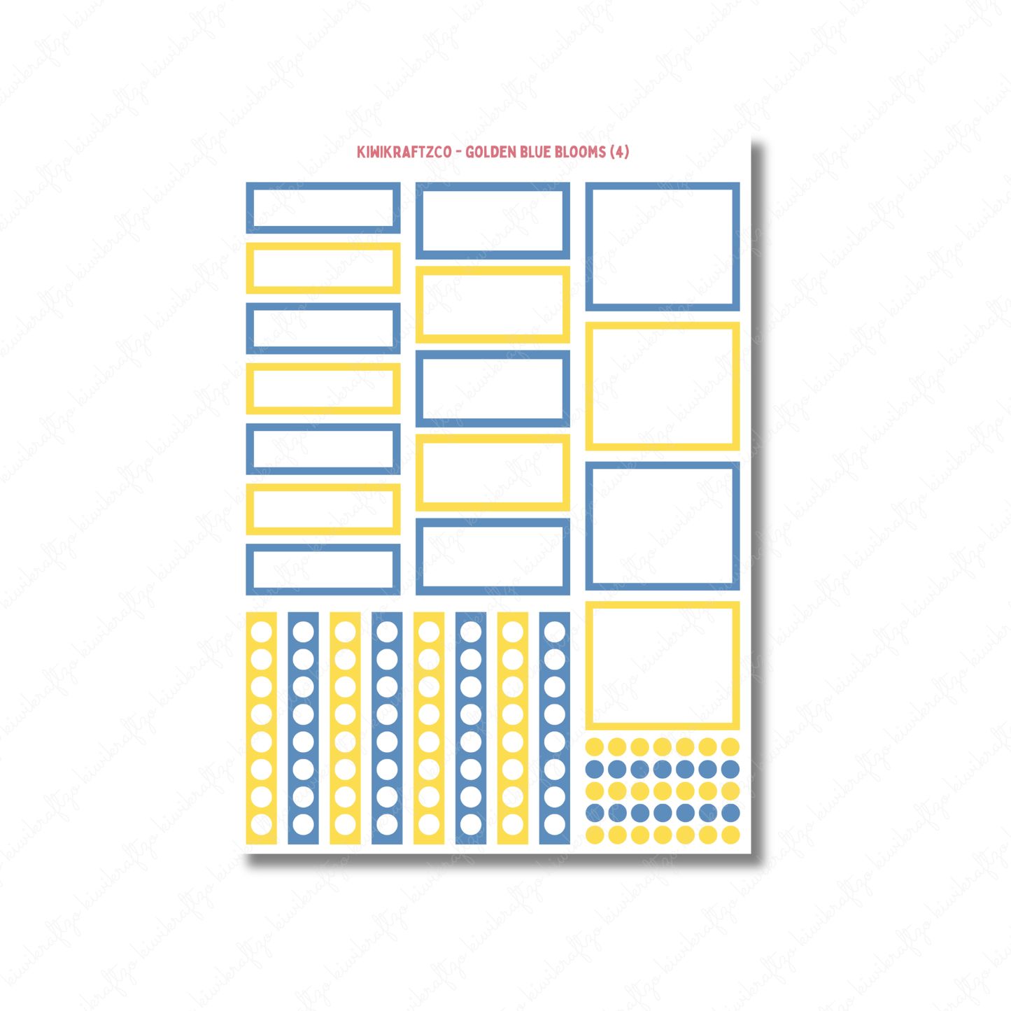 Golden Blue Blooms PHYSICAL Sticker Kit - Standard Size