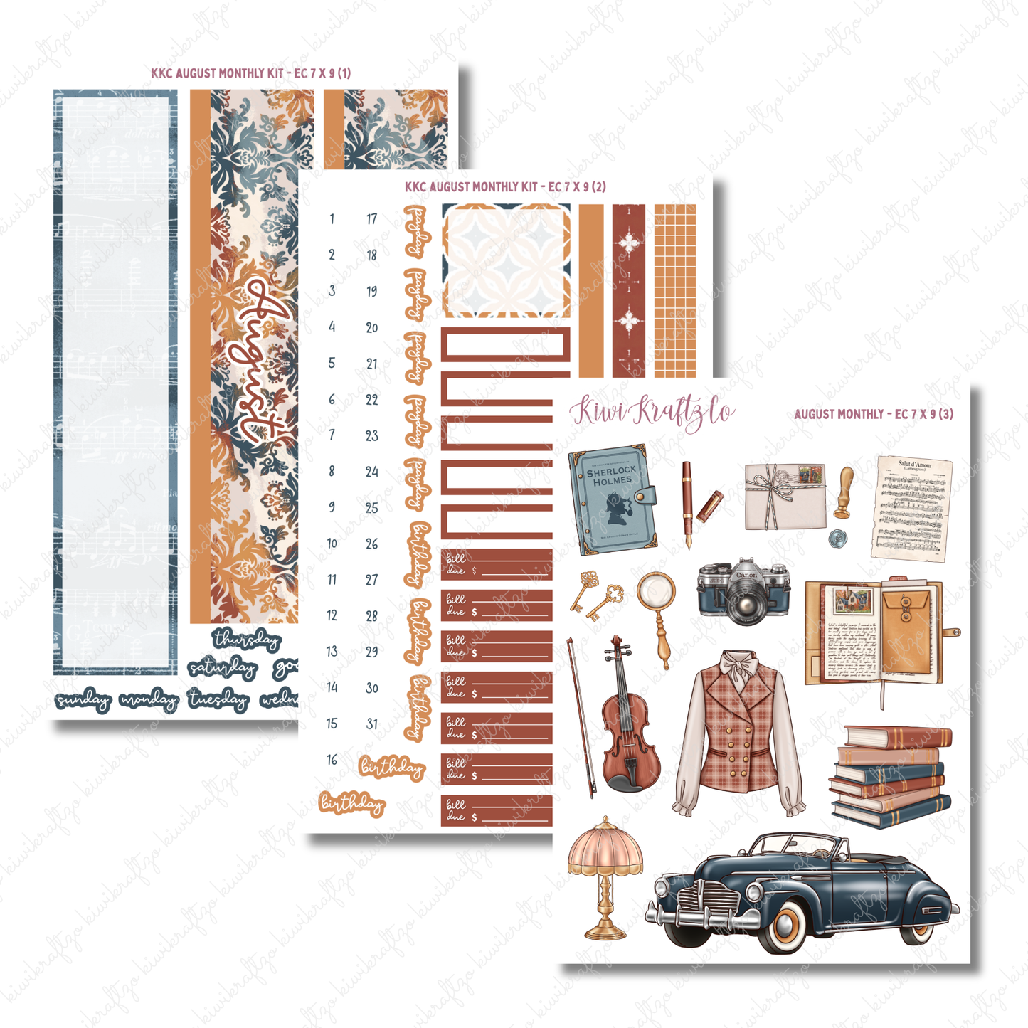 August Monthly Kit - Erin Condren 7 x 9