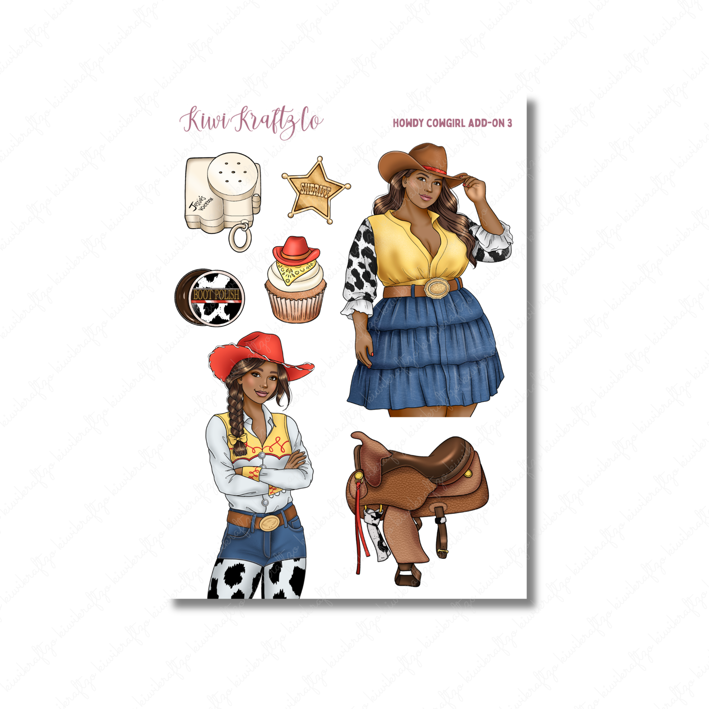 Howdy Cowgirl PHYSICAL Sticker Kit - Petite Size