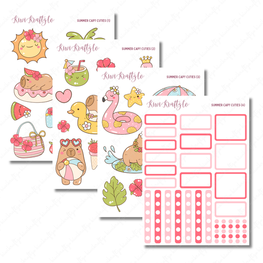 Summer Capy Cuties PHYSICAL Sticker Kit - Petite Size