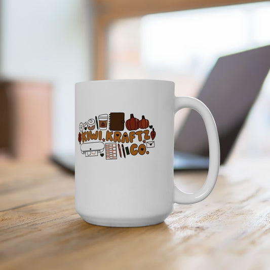 KiwiKraftzCo Fall Doodles Ceramic Mug, 11oz or 15oz