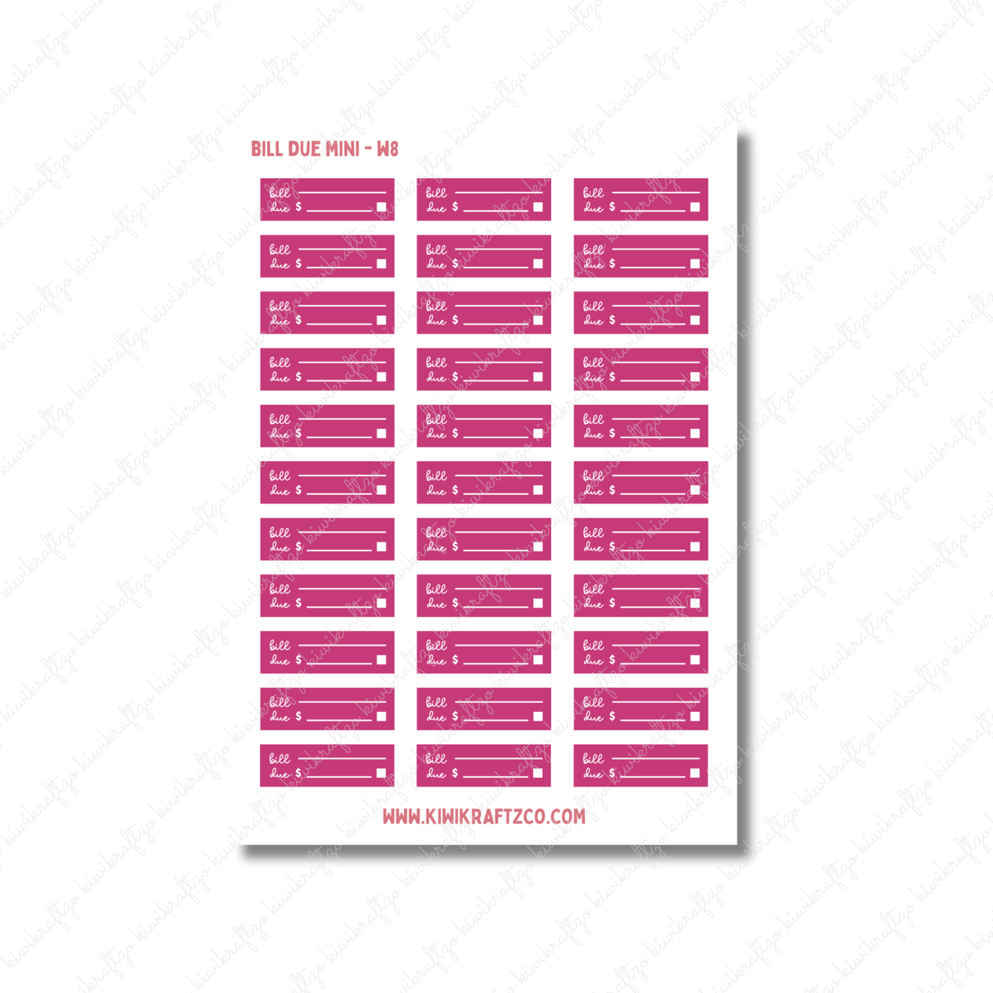 Bill Due Stickers - Mini Size W26