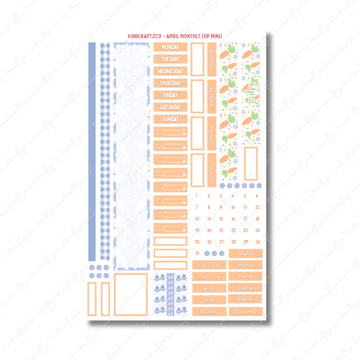 April Monthly Sticker Kit - HP Mini
