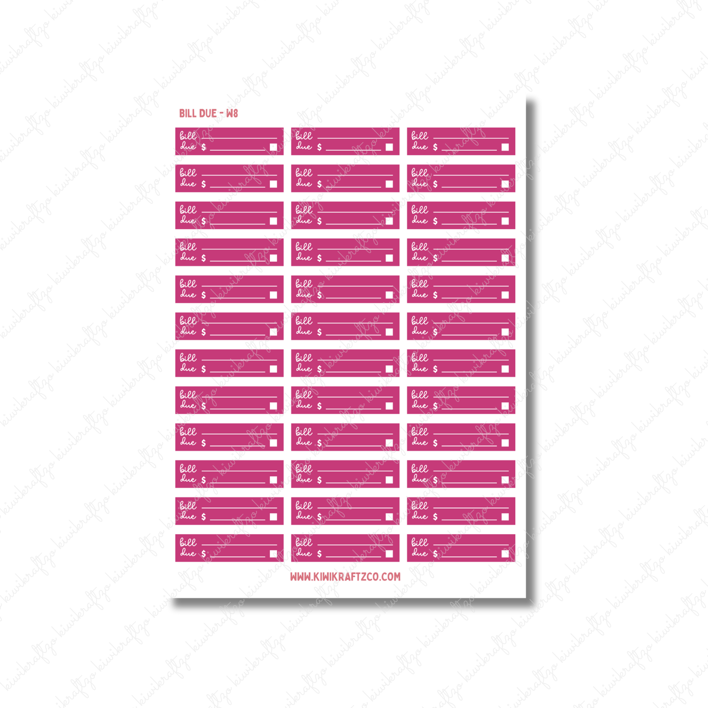 Bill Due Stickers - Standard Size W26