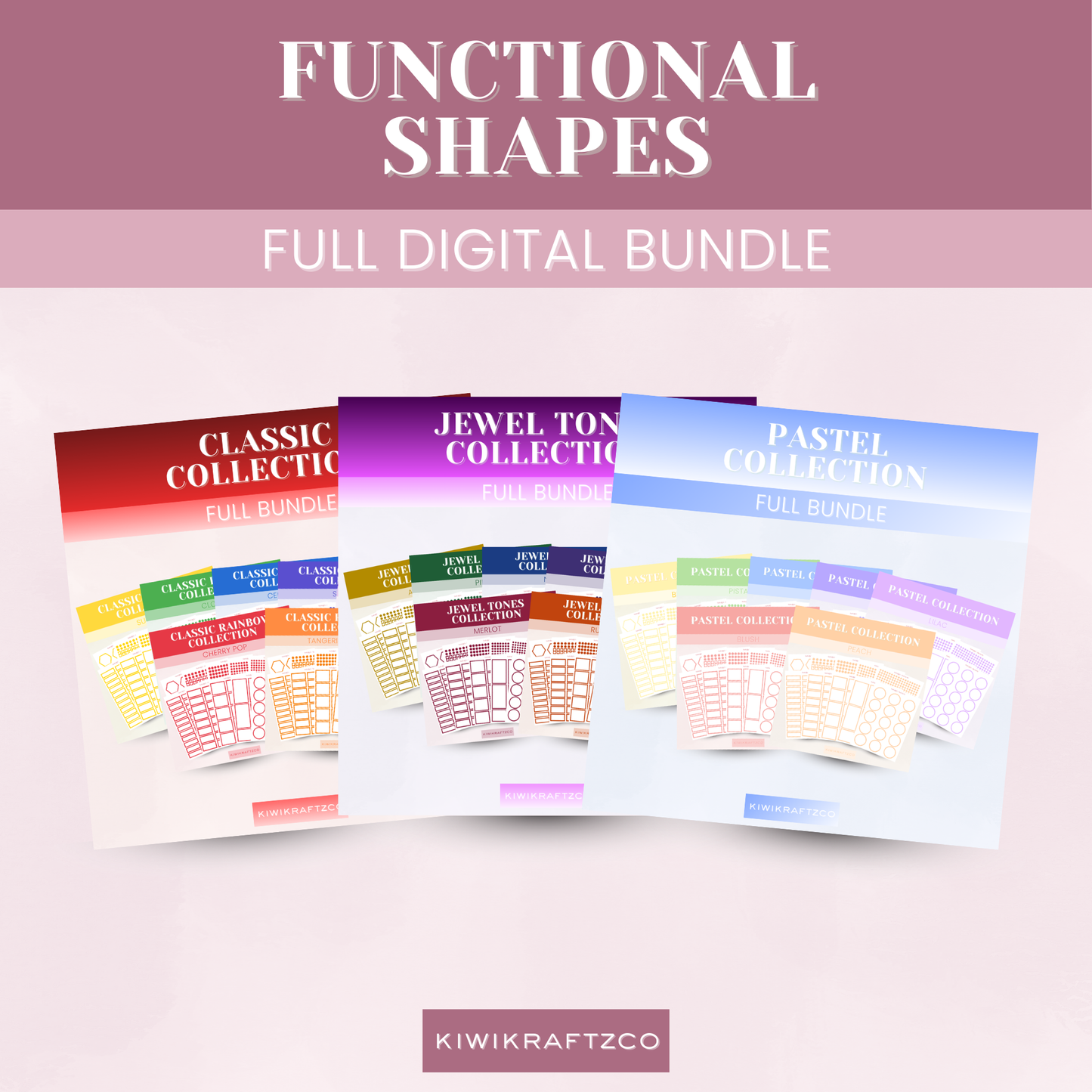 Functional Shapes – Full Collection Digital Bundle (Classic Rainbow, Jewel Tones, Pastel)