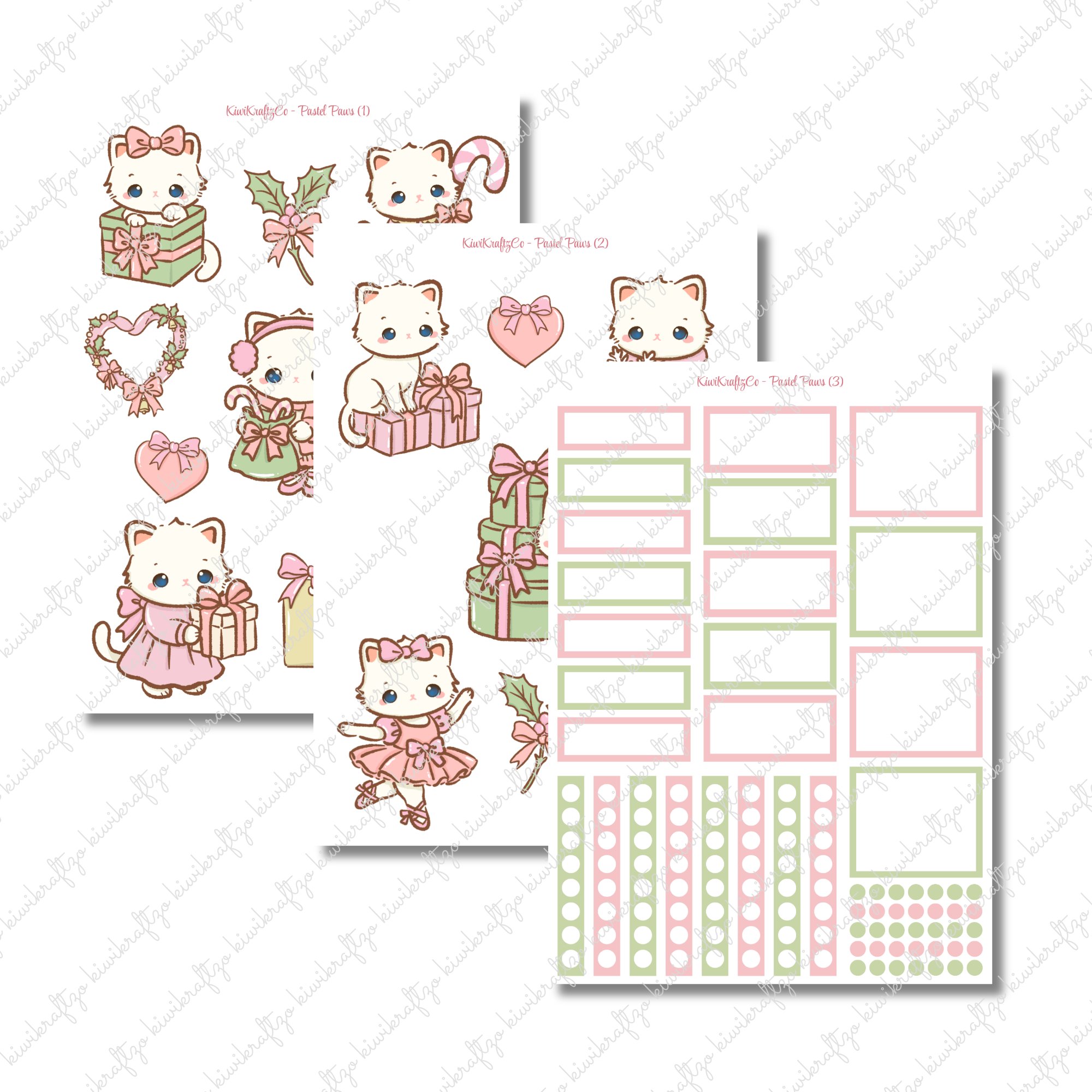 Pastel Paws PHYSICAL Sticker Kit - Petite Size – KiwiKraftzCo