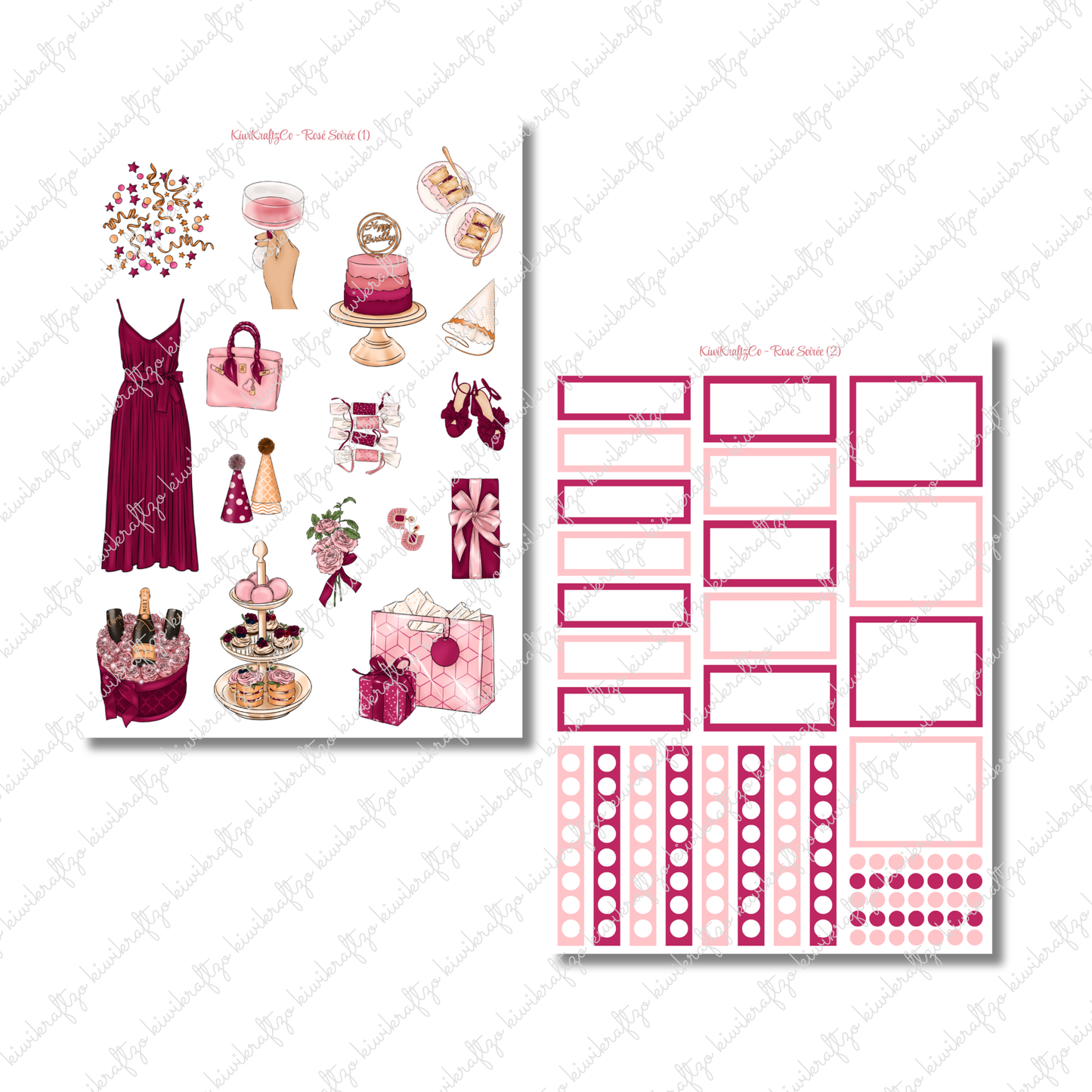 Rosé Soirée PHYSICAL Sticker Kit - Petite Size