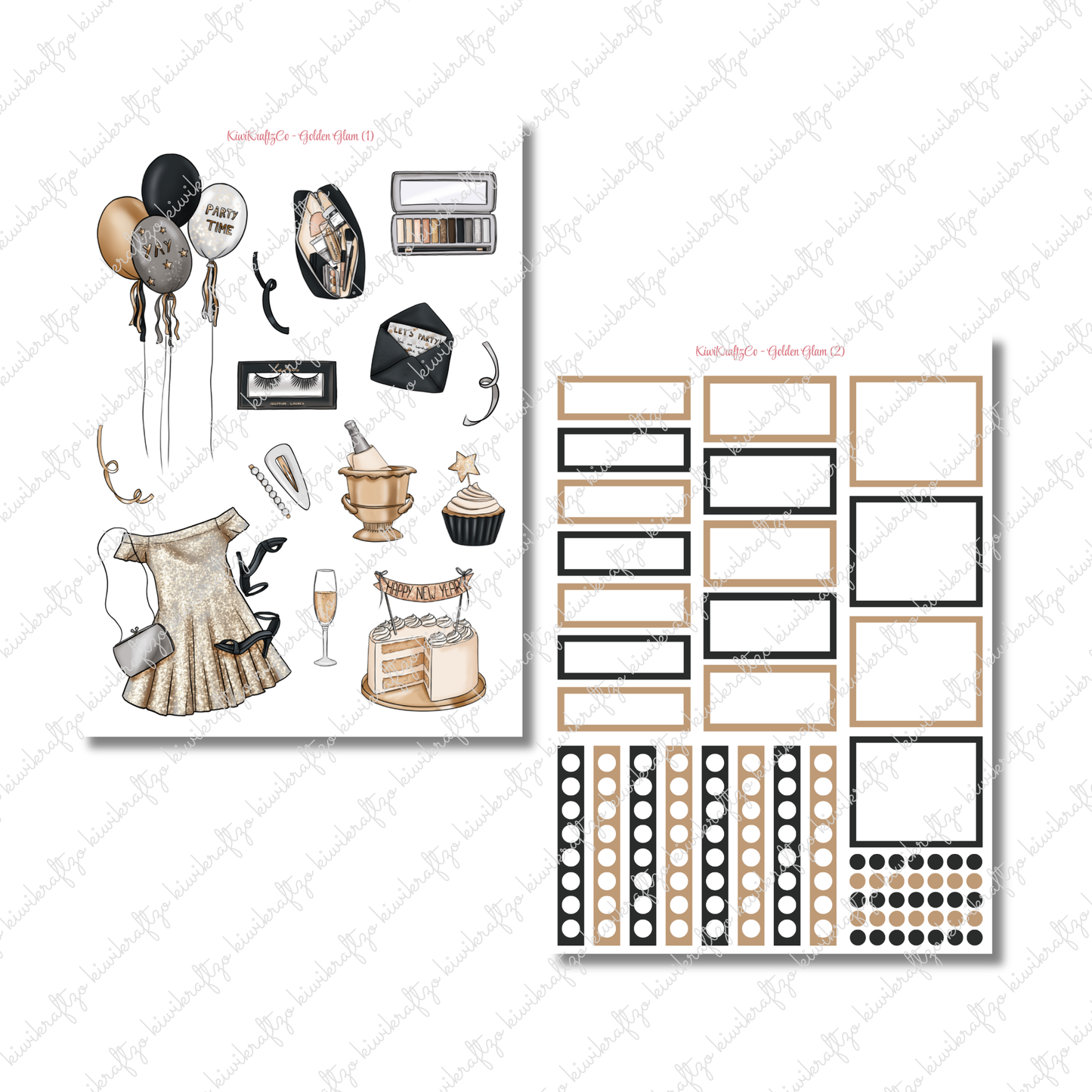 Golden Glam PHYSICAL Sticker Kit - Standard Size