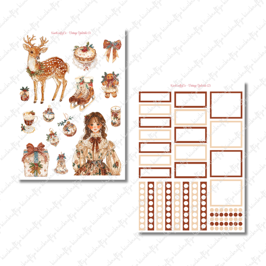 Vintage Yuletide PHYSICAL Sticker Kit - Petite Size