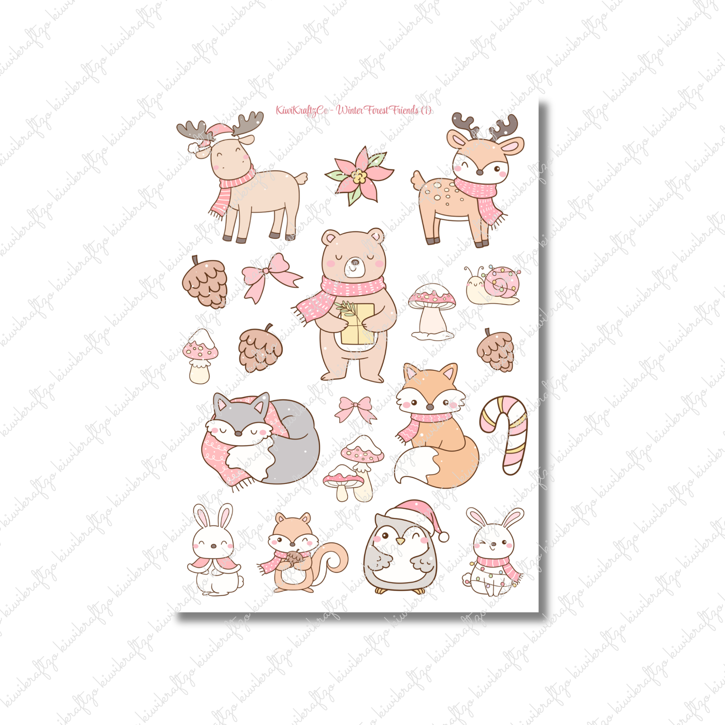 Winter Forest Friends PHYSICAL Sticker Kit - Petite Size