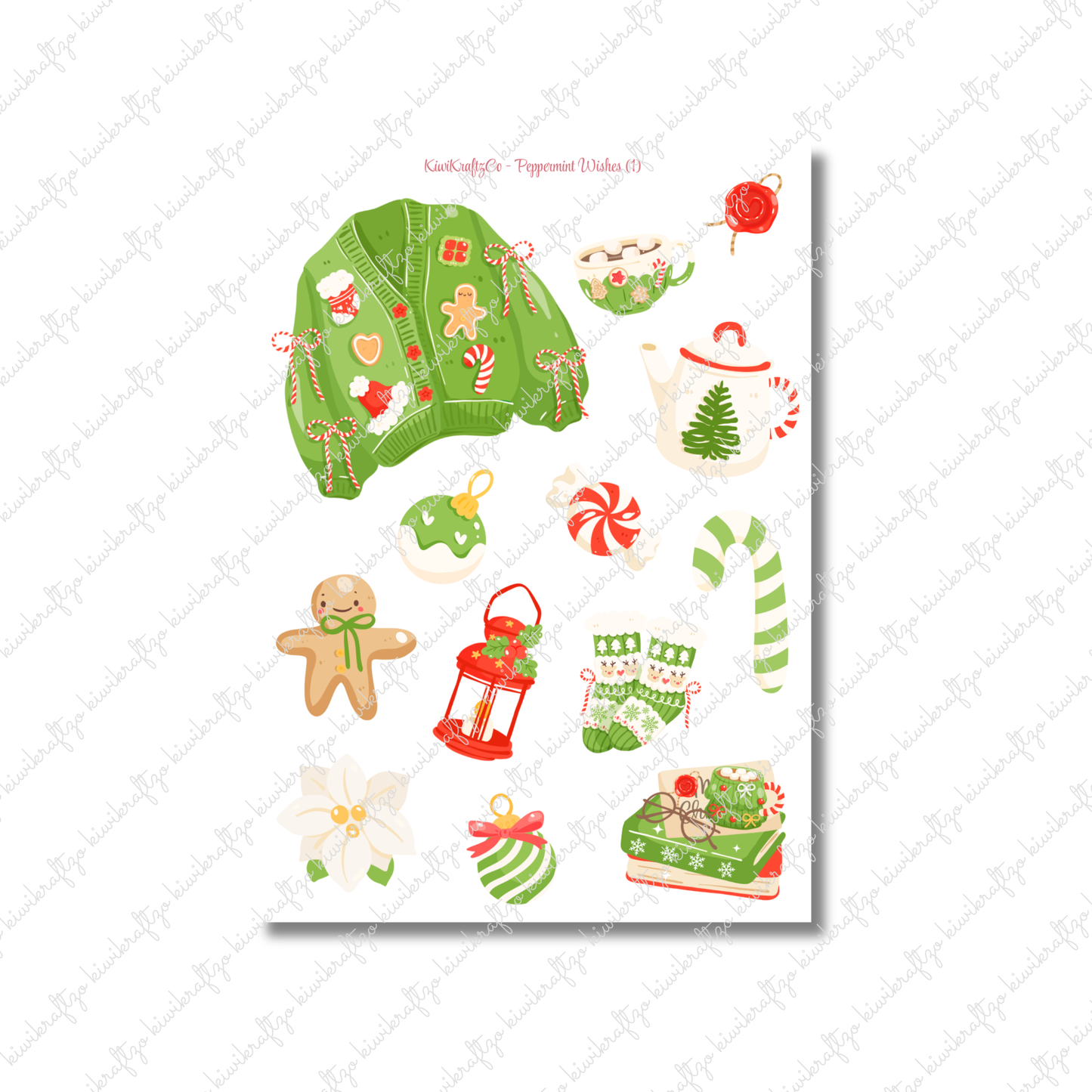 Peppermint Wishes PHYSICAL Sticker Kit - Standard Size