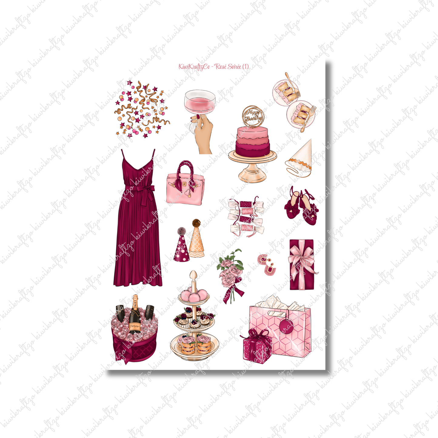 Rosé Soirée PHYSICAL Sticker Kit - Petite Size