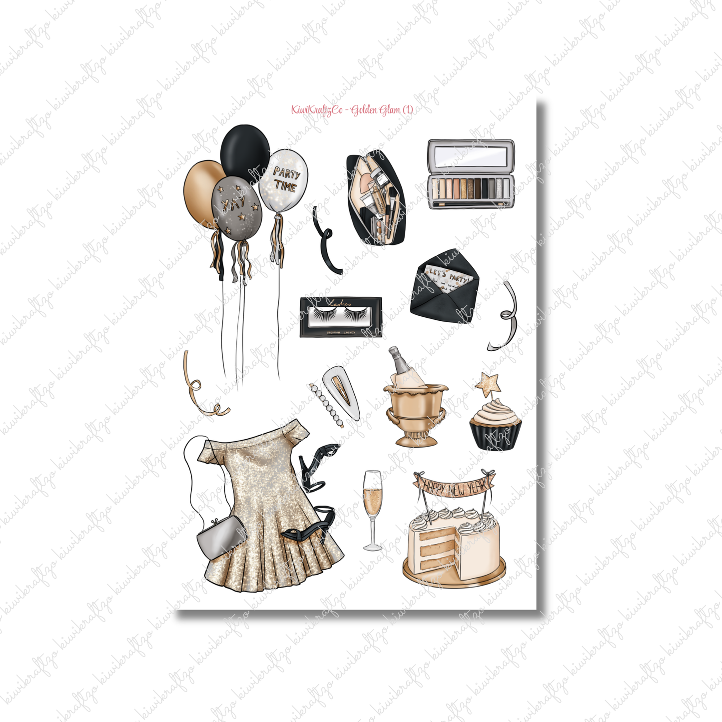 Golden Glam PHYSICAL Sticker Kit - Petite Size