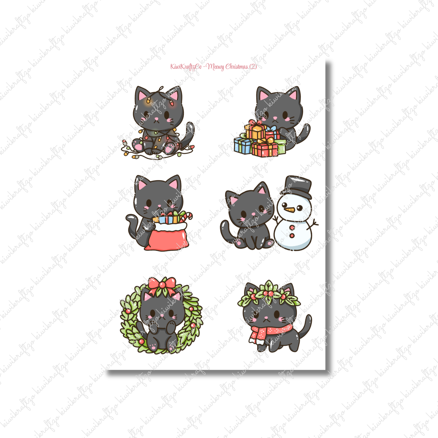 Meowy Christmas PHYSICAL Sticker Kit - Standard Size