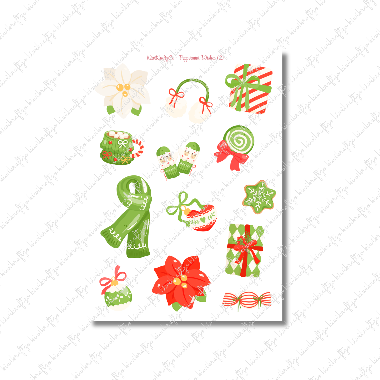 Peppermint Wishes PHYSICAL Sticker Kit - Standard Size