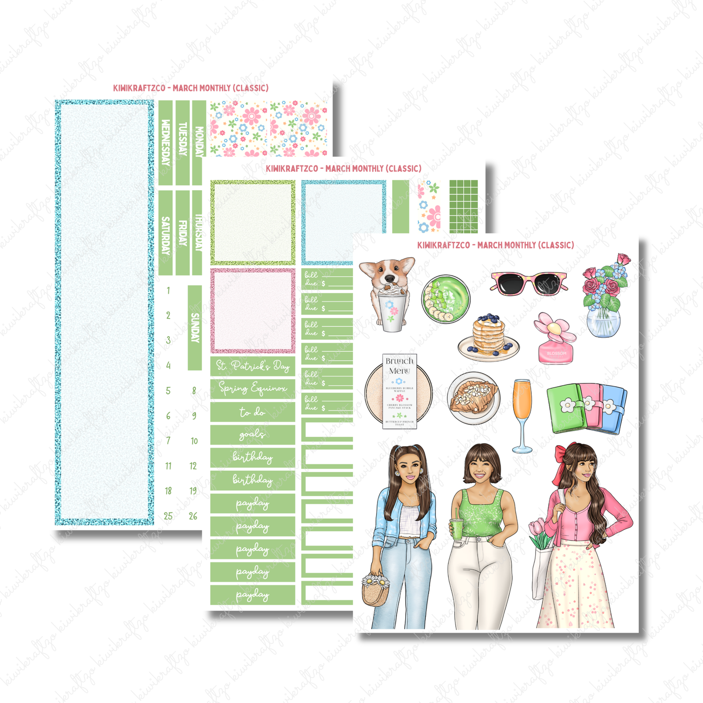March Monthly Sticker Kit - Classic 7 x 9